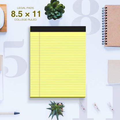 12 Pack Legal Pads 8.5 x 11 College Ruled 600 Sheets Note Pads 8.5 x 11 Inch Notepads Perforated Writing Pads 8.5 x 11 Pads of Paper Lined White Paper, 50 Sheets per Notepad for Home, Office, School