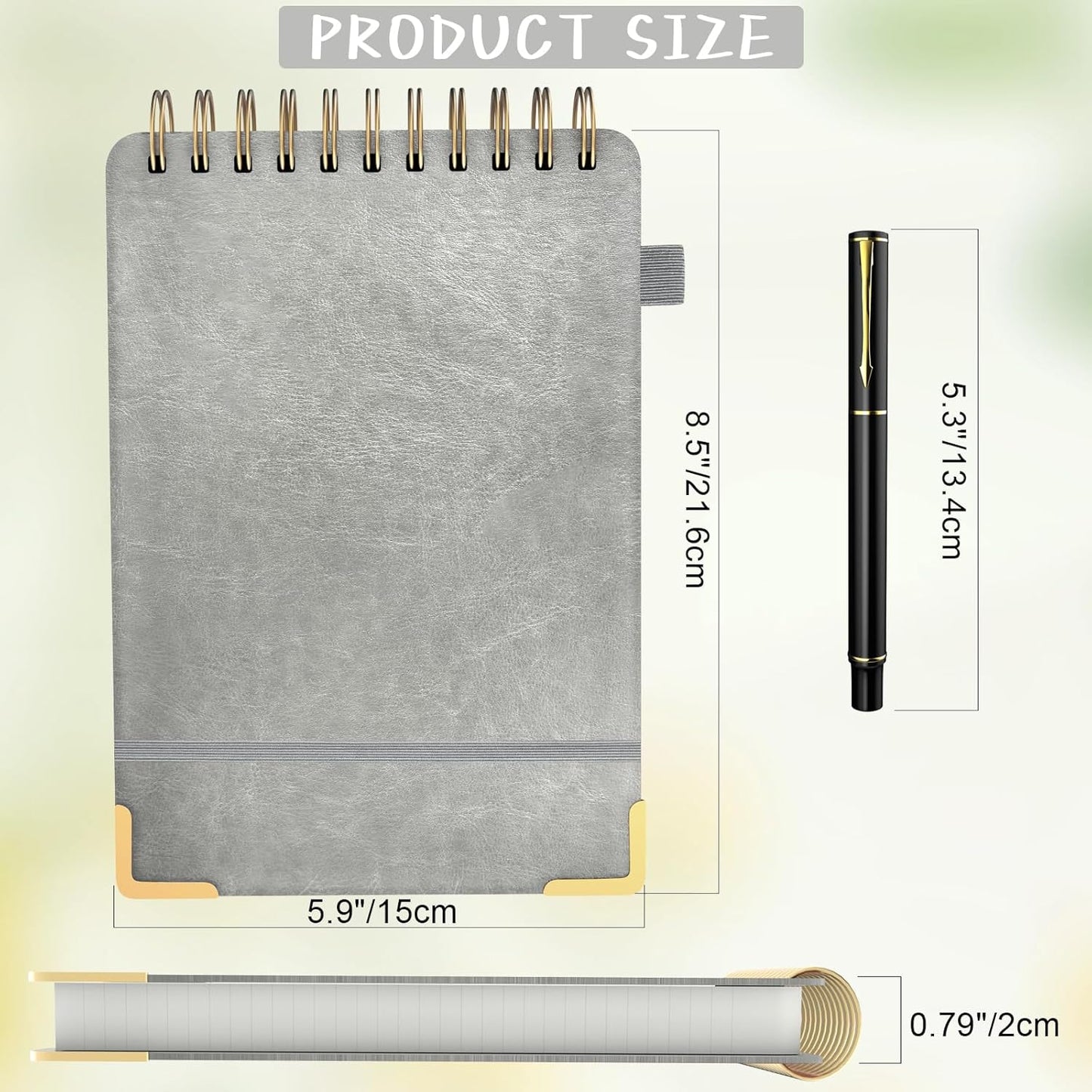 A5 Top Spiral Notebook, Large Leather Hardcover Top Bound Steno Pads, 240 Pages 100 gsm Thick Lined Paper Left Handed Notebook Journal for Work, School, Meeting Writing - Brown, 5.9" x 8.5"