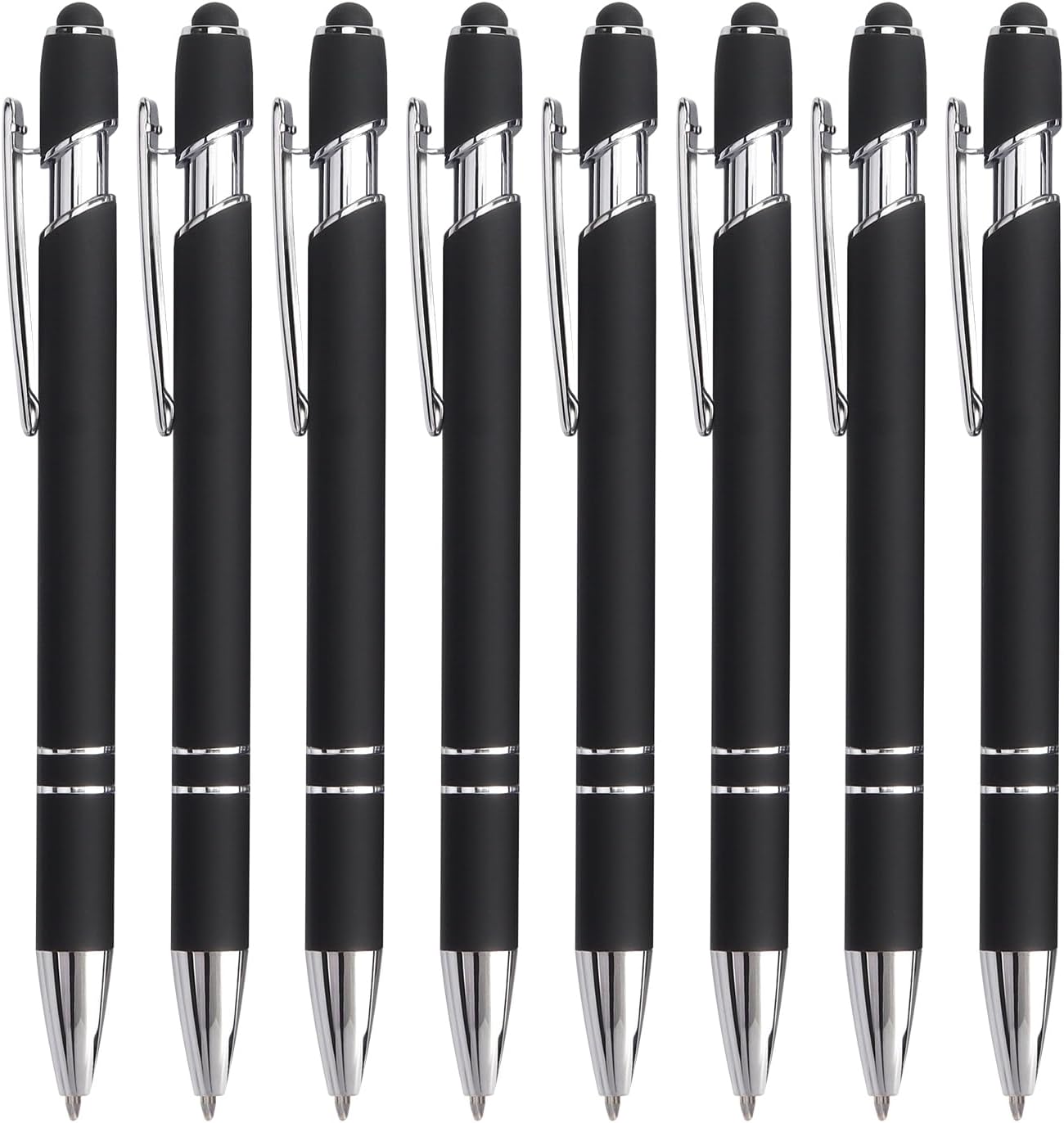 Bribobo 8 Pack Ballpoint Pen 2-in-1 Stylus Retractable Ballpoint Pen with Stylus tip, Metal Stylus Pen for Touch Screens, 1.0 mm Black Ink