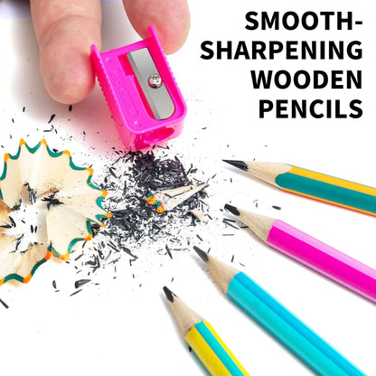 M&G Wood-cased Pencils, 24 Count, Pre-Sharpened, #1 2B Pencils, Two-Tone Striped, Triangular, Graphite Pencils Bulk with Top Erasers, School Classroom Teacher Supplies, Writing, Drawing and Sketching
