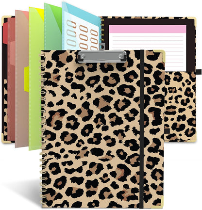 Clipboard Folio with Storage Clipboards Padfolio Notebook for Letter Size (11" x 8.5"), Pink Clipboards with 10 Pockets and 5 Folders Nursing Teacher School Essentials (Stay Positive)