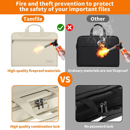 5200℉ Fireproof Accordion File Organizer with Lock, Thickened Document Organizer 13 Pocket with Zipper & Labels, Important Document Organizer, Expanding File Folder with Handle for Letter A4 (Grey)