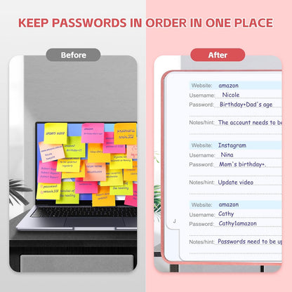 MOSA BEAR Password Keeper Book with Alphabetical Tabs，4.3"x5.7" Small Password Books for Seniors Password Notebook for Internet Website Address Log in Detail（Dark Blue）