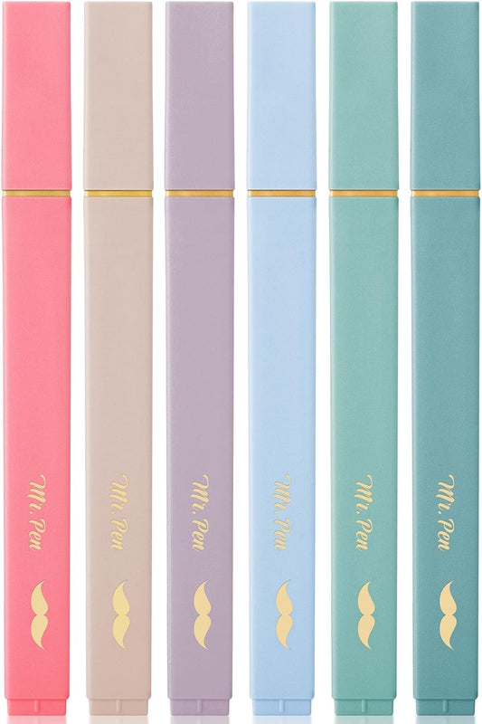 Mr. Pen- Aesthetic Highlighters No Bleed, 6 Pack, Assorted Colors, Chisel Tip, Cute Highlighters Assorted Colors for Journaling, Highlighting, Underlining, Fast Dry, Back to School Supplies