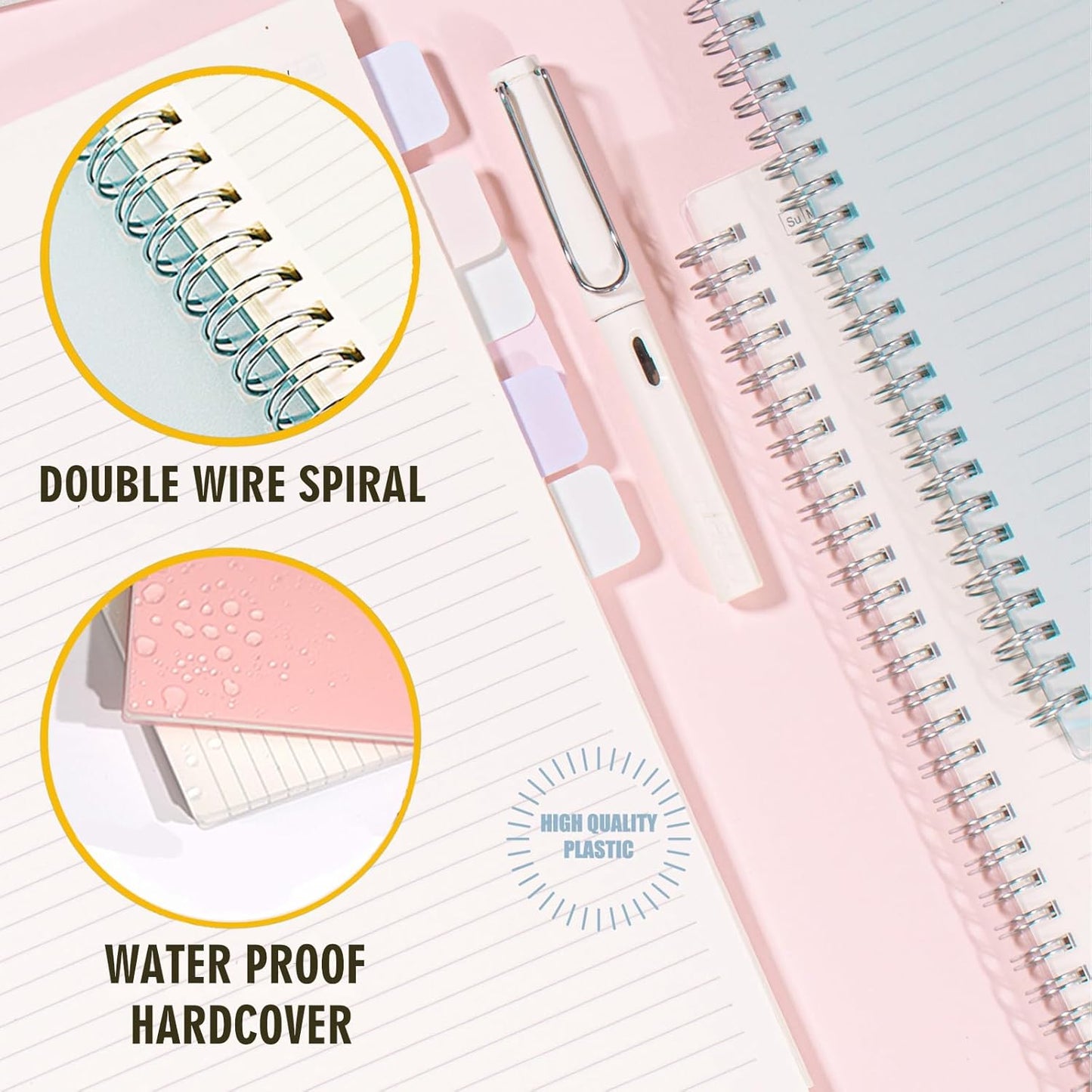 OWSC 4 Pack Lined Spiral Notebook, 5.9 x 8.3 Inches Notebooks for Work, School and Journal with 110 GSM Thick Paper, Small Notebook with 80 Sheets/160 Pages, Notebooks College Ruled for Note Taking