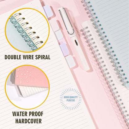 OWSC 4 Pack Lined Spiral Notebook, 5.9 x 8.3 Inches Notebooks for Work, School and Journal with 110 GSM Thick Paper, Small Notebook with 80 Sheets/160 Pages, Notebooks College Ruled for Note Taking