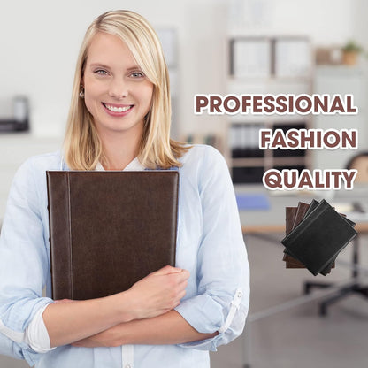 Yexiya 4 Pcs Vintage Hardback 3 Ring Binder Planner Portfolio Leather Round Ring Binder Organizer Holds 200 Sheets with 2 Inner Pockets, 13 x 10 Inch(1 Inch,Black)