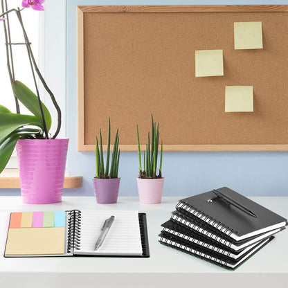 Coopay 4 Pieces Spiral Notebook Steno Pocket Notepad with Pen in Holder and Sticky Notes, Page Marker Index Tabs Flags Making Plans Writing Memos Office School Supplies (Yellow, Blue, Purple, Green)