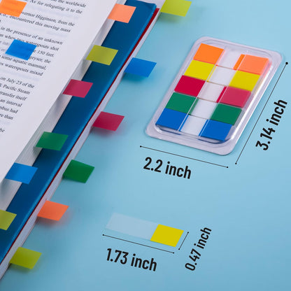 Golcellia Fluorescent Translucent Sticky Note Flags, 1200 Pcs Total, Pack of 10 Color Tabs, Arrow Index Tabs, Page Flag Markers
