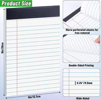 36 Pack Legal Pads Bulk, 5x8 Inch Rainbow Notepad, Note Pads Wide Ruled Perforated Memo Pad for Work Study Daily Note Taking List, Lined Writing Pads Memo Refills Notepads for Office Home School