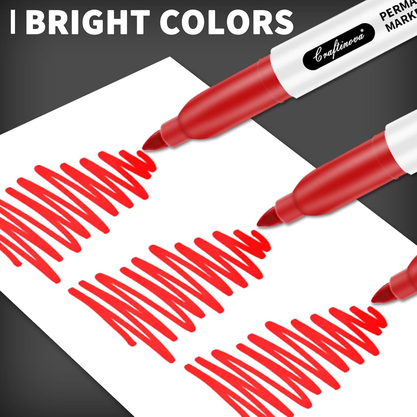 Black Ultra Fine Point Permanent Markers, Extra Fine Tip, Quick Drying and Waterproof, Fade Resistant Perfect on Paper, Glass, Metal, Plastic, Wood, Office & School Use, 30 Pack