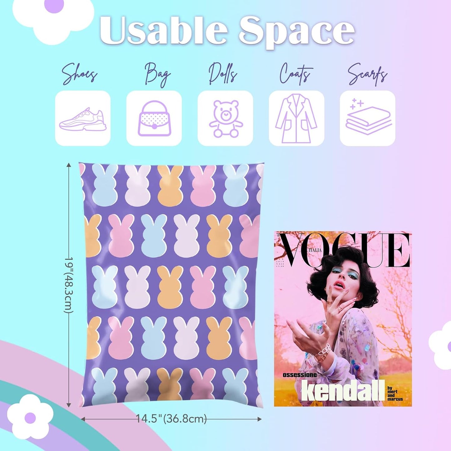 Metronic Cute Poly Mailers 10x13" 50pc Small Shipping Bags, Strong Adhesive Mailers Poly Bags for Business, Waterproof Mailing Envelopes for Packing Shipping Clothes Gifts, Gradient BluePink
