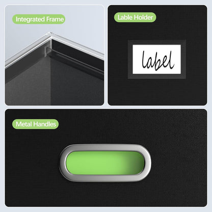 File Organizer Box - File Boxes for Hanging Files with Lid Set of 2 Decorative Hanging Folders Letter Size Organizer with One-Piece Plastic Frame Slides (Grey, 13.2 * 10.1 * 10.1in(2Pack))