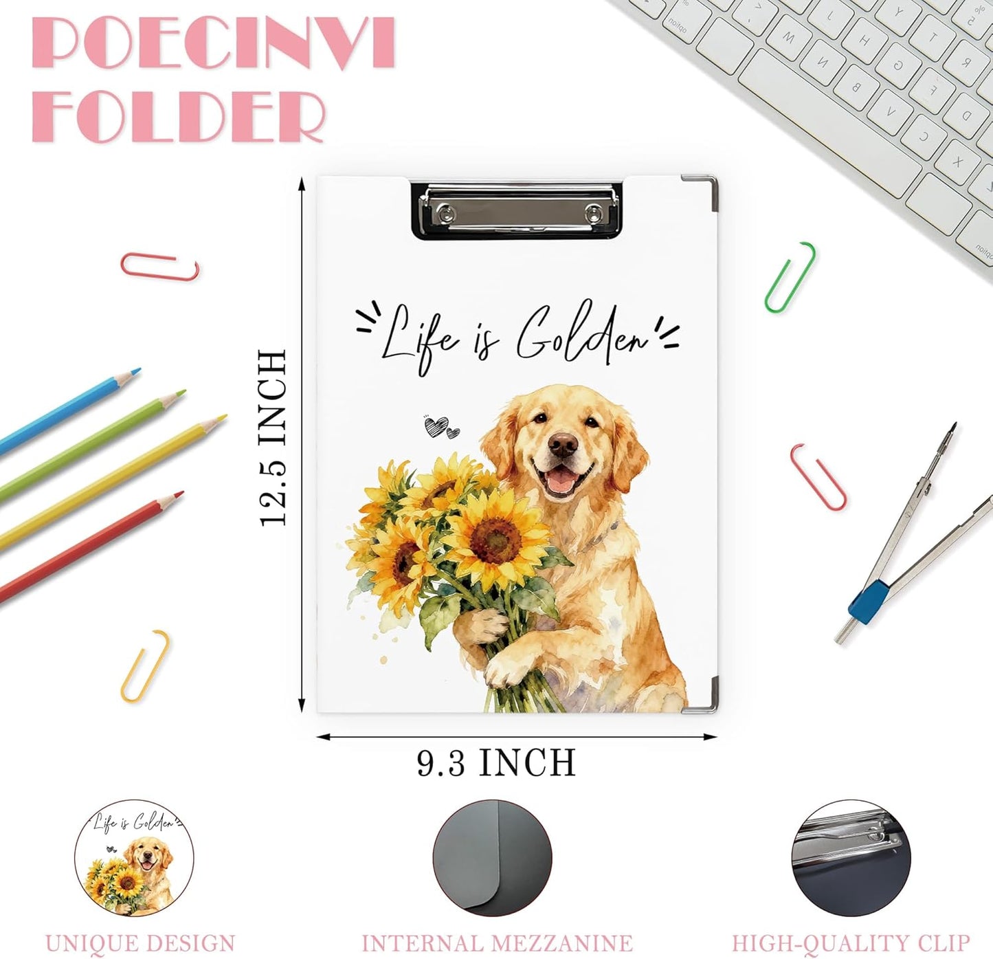 Trendy Black Leopard Print Clipboard Folio with Storage for Office Classroom, Preppy Dark Cheetah Print Padfolio with Metal Clip for Nurses Teachers Students Women Men, 12.4x9.25 in
