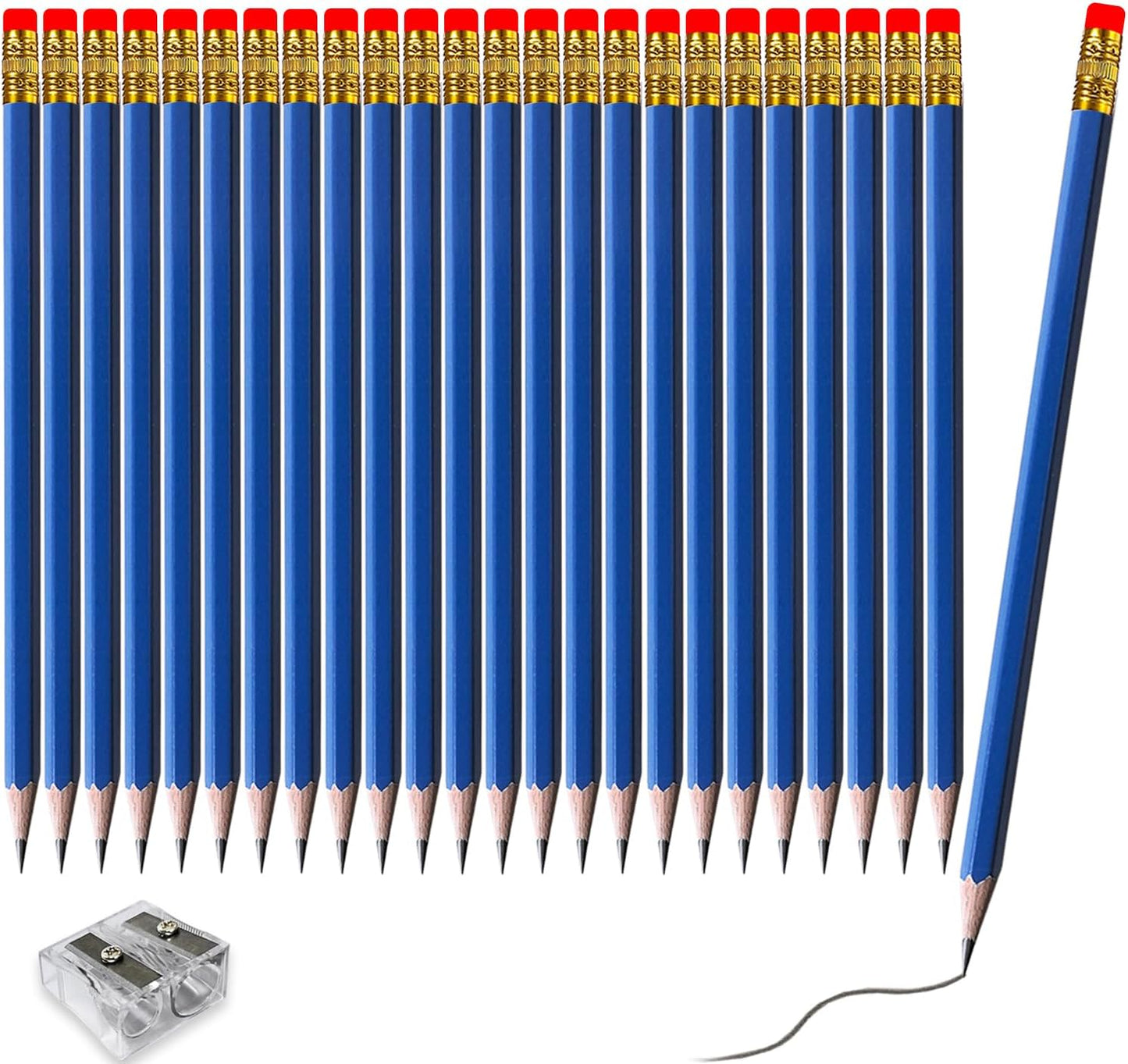 Adhere 25pcs Woodcase Pencils with Eraser Premium Pre-Sharpened Hexagon Graphite 2B pencils ideal for home, office writing including a Free Sharpener(Pink・25pcs)