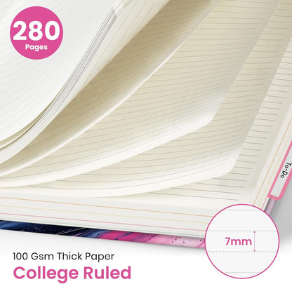 Large Lined Spiral Journal for Women Cute Hardcover 5 Subject Notebook for Work 8.5" x 11" with Removable Dividers & Tabs, College Ruled, 280 Pages Aesthetic Journal for Work, School & Note Taking, Garden of Whimsy