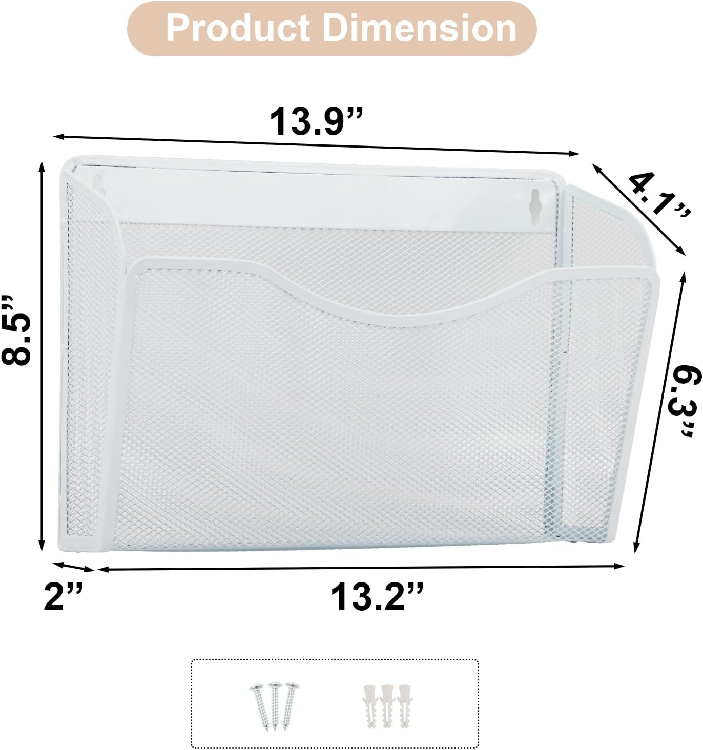 EASEPRES 3 Single Pocket Mesh Hanging File Organizer, Vertical Wall Mounted Magazine File Holder, Mount Basket Mail Paper Document Folder Organizing for Office, Home and School, Black