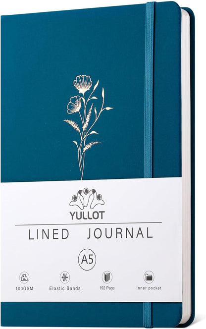 Lined Journal Notebook –A5 PU Leather Hardcover Notebook, 100gsm Thick Bleedproof Paper with Inner Pocket – 192Pages Lined Writing Journal for Students Women Note Taking - Terracotta Orange