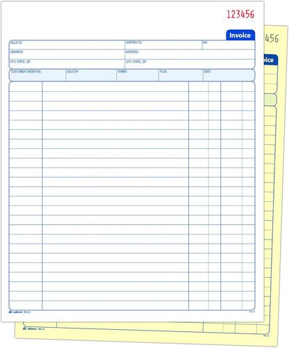 Adams Invoice Book, 8-3/8 x 10-11/16 Inches, 2-Part, Carbonless, White/Canary, 50 Sets per Book (D8140)
