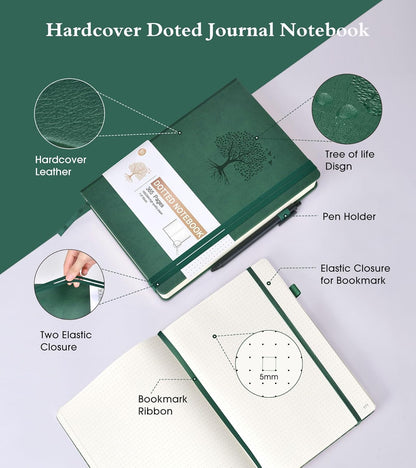 Lined Journal Notebook -365 Pages A5 Thick Journals for Writing Ruled Notebook, Hardcover Leather Journal for Women Men Daily Journal Notebook for Work, Note Taking, 100Gsm Lined Paper( 5.75'' X 8.38'' Green)