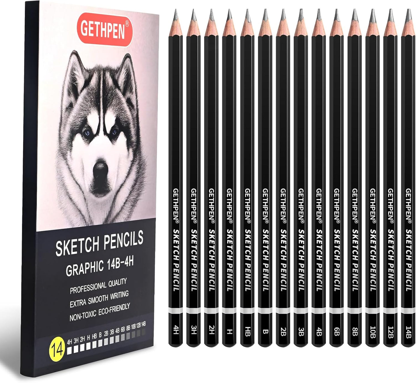 Drawing Sketching Pencil Set, 24 Piece Pro Artist Sketch Kit - Graphite Pencils (12B-4H),Charcoal Pencils for Drawing,Black and White Charcoal Pencils,Charcoal Sticks,Stumps,Eraser,Sharpeners