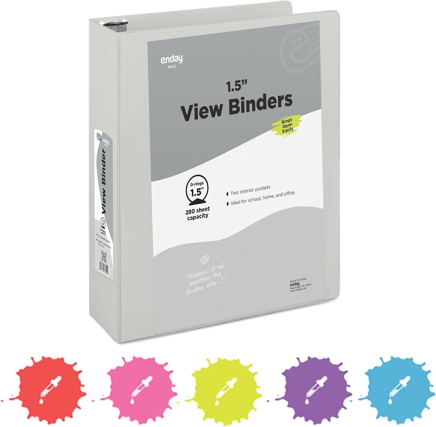 3 Inch Binder 3 Ring Binders Green, Slant D-Ring 3” Clear View Cover with 2 Inside Pockets, Heavy Duty Colored School Supplies Office and Home Binders – By Enday