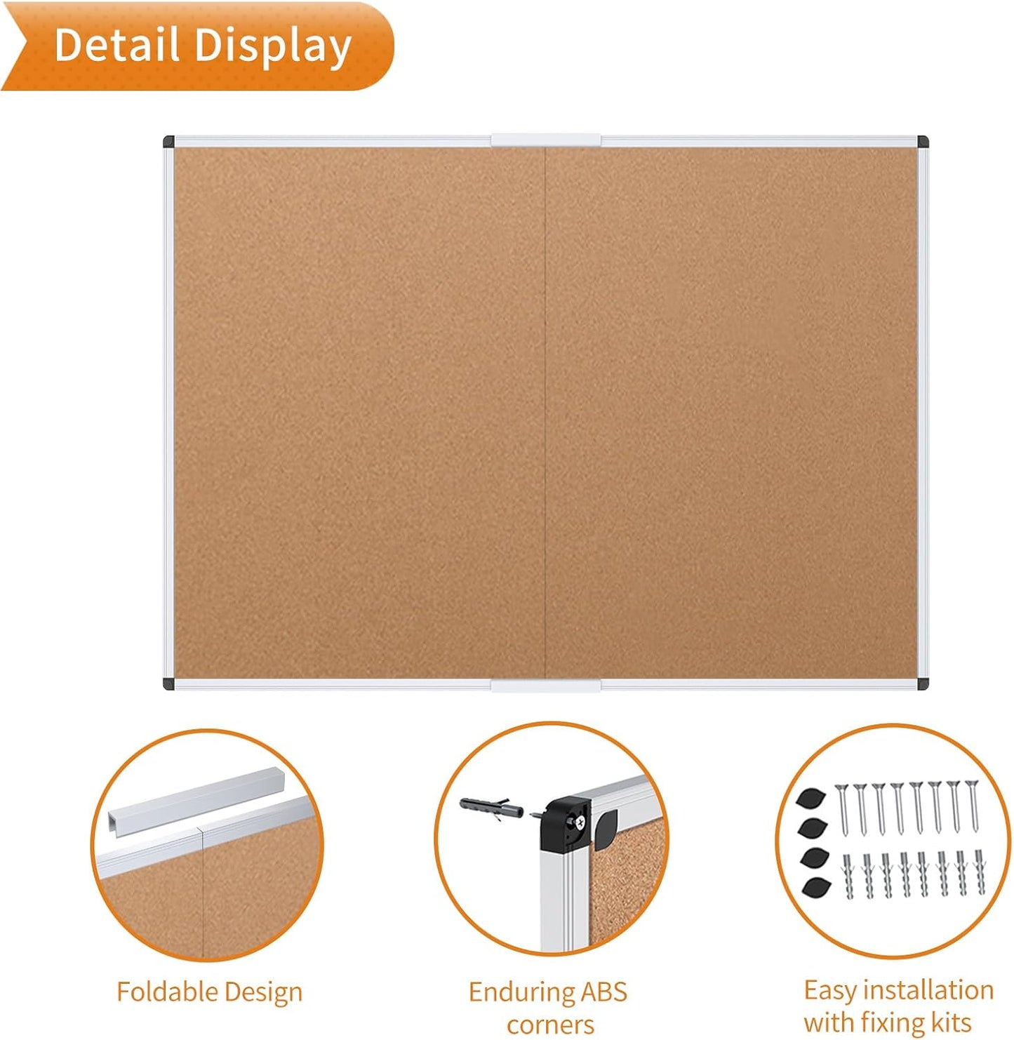 VIZ-PRO Cork Notice Board Bulletin Board, 96 X 48 Inches, Pack of 2, Silver Aluminium Frame