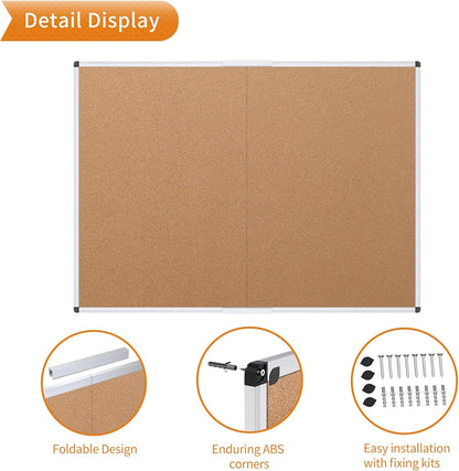 VIZ-PRO Cork Notice Board Bulletin Board, 96 X 48 Inches, Pack of 2, Silver Aluminium Frame