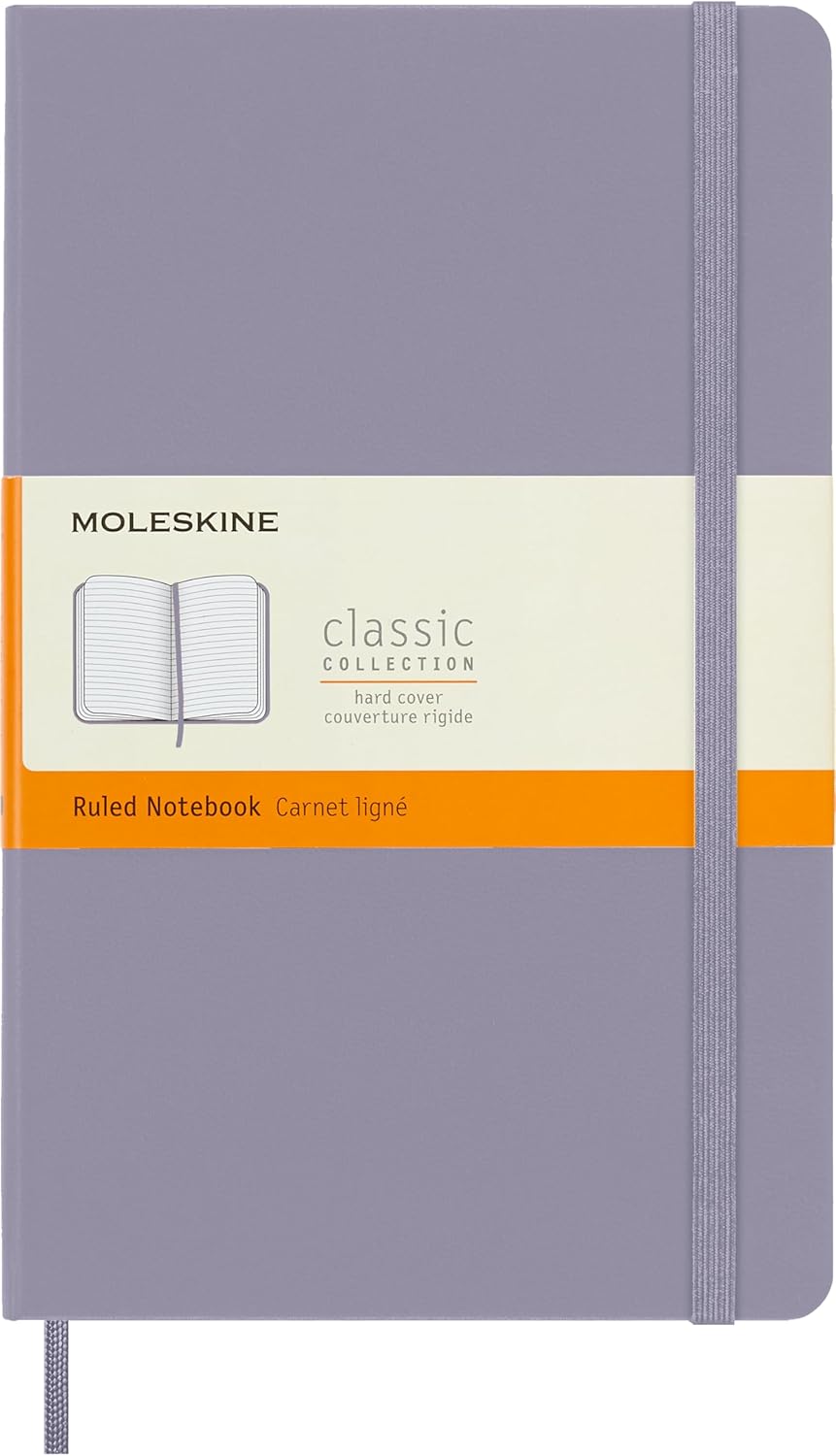 Moleskine Classic Notebook, Hard Cover, Large (5" x 8.25") Ruled/Lined, Aster Grey, 240 Pages