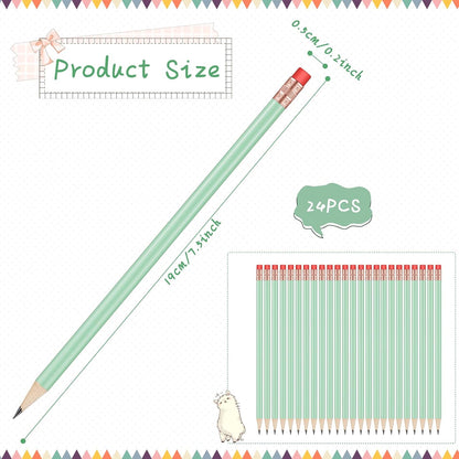 Outus 24 Pieces Round Pencils Cute HB Graphite Wood Pencils Pack with Eraser for School Drawing Sketching Wedding Office Supplies (White)
