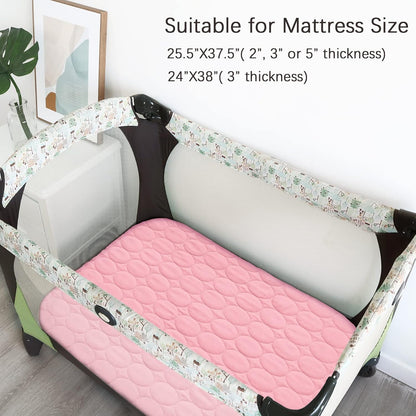 Crib Mattress Protector Sheets Waterproof 2 Pack, Quilted Crib Mattress Pad Cover Fitted Fits for Toddler Bed Mattress, White, 52” x 28”