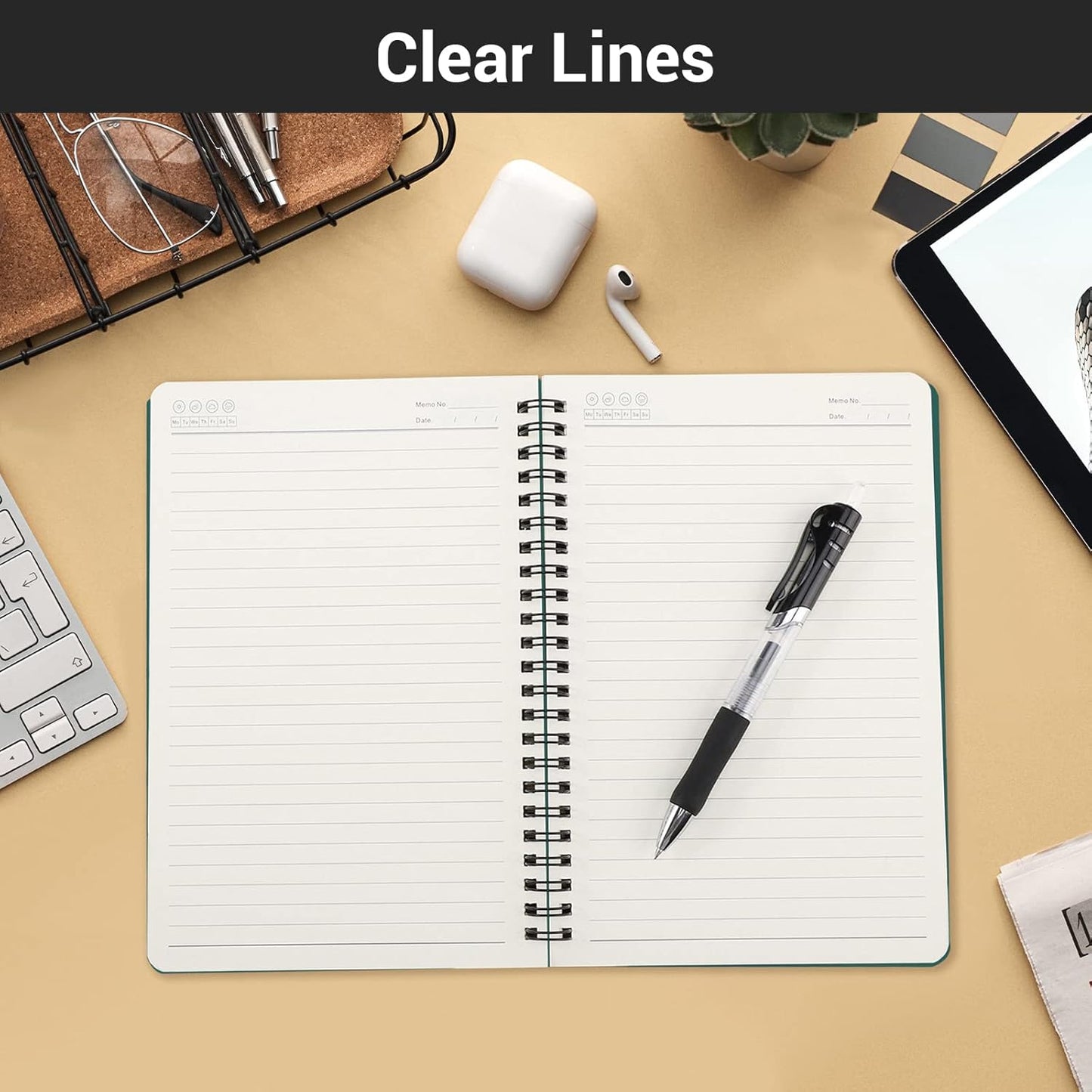 EUSOAR Spiral Notebook, A5 12packs 5.5"X8.3" 120 Pages Lined Travel Writing Notebooks Journal, Memo Notepad Sketchbook, Students College Office Business Subject Diary Ruled Book Journal-Black Cover
