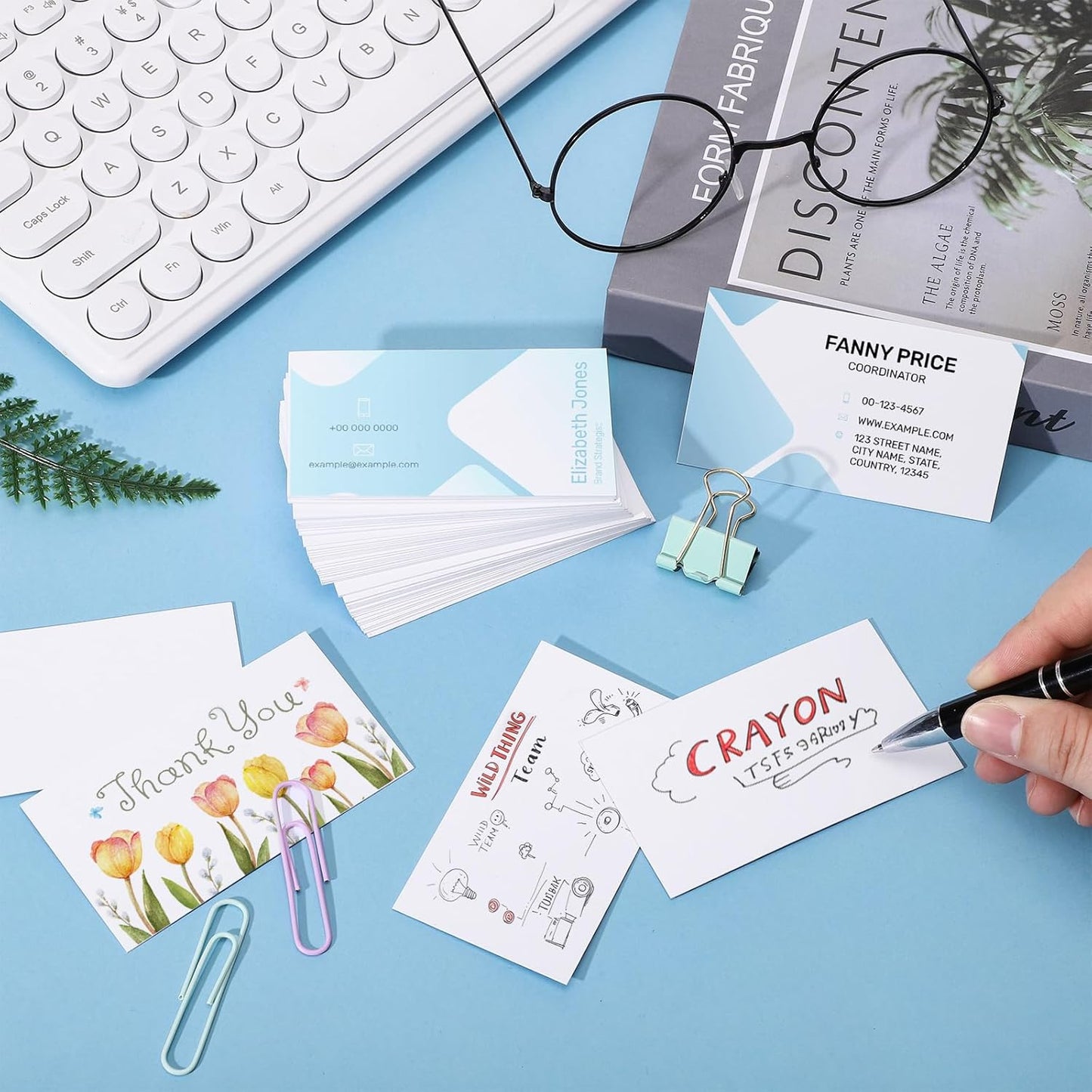 120 Pcs Blank Business Cards, 2x3.5in Small Index Cards, 350GSM Thick White Blank Note Cards for Business Study Index Invitation Playing