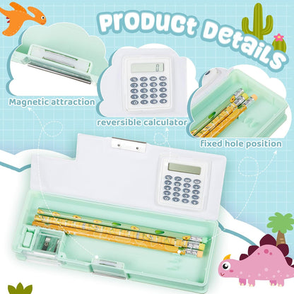 Henoyso Multifunctional Pencil Box for Girls Butterfly Pencil Case with Calculator and Sharpener Cool Cute Pencilcase School Supplies Essentials Christmas Birthday Gift Present for Kids Teens