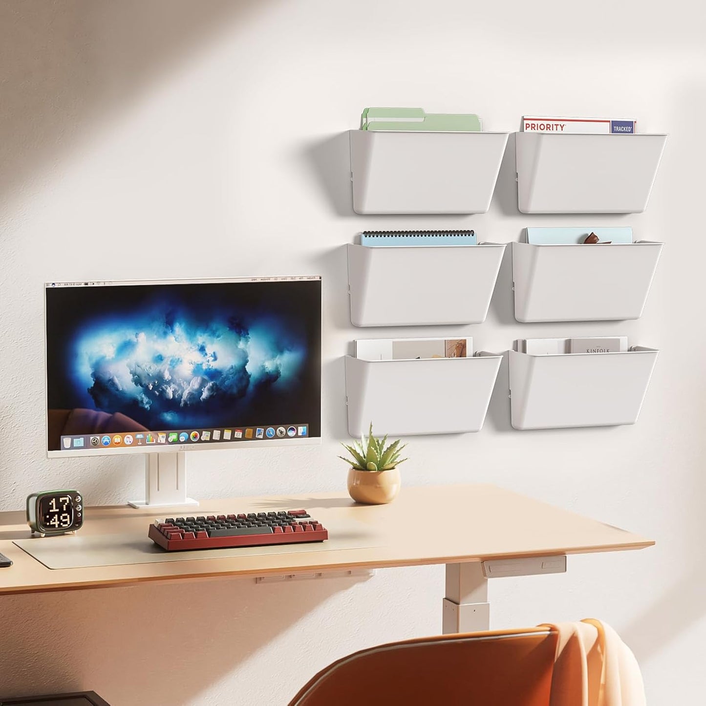 Gawerk Clear Acrylic Single Pocket, Plastic Hanging Wall Mount File Holder for Office Home (Clear, 3 Pack)