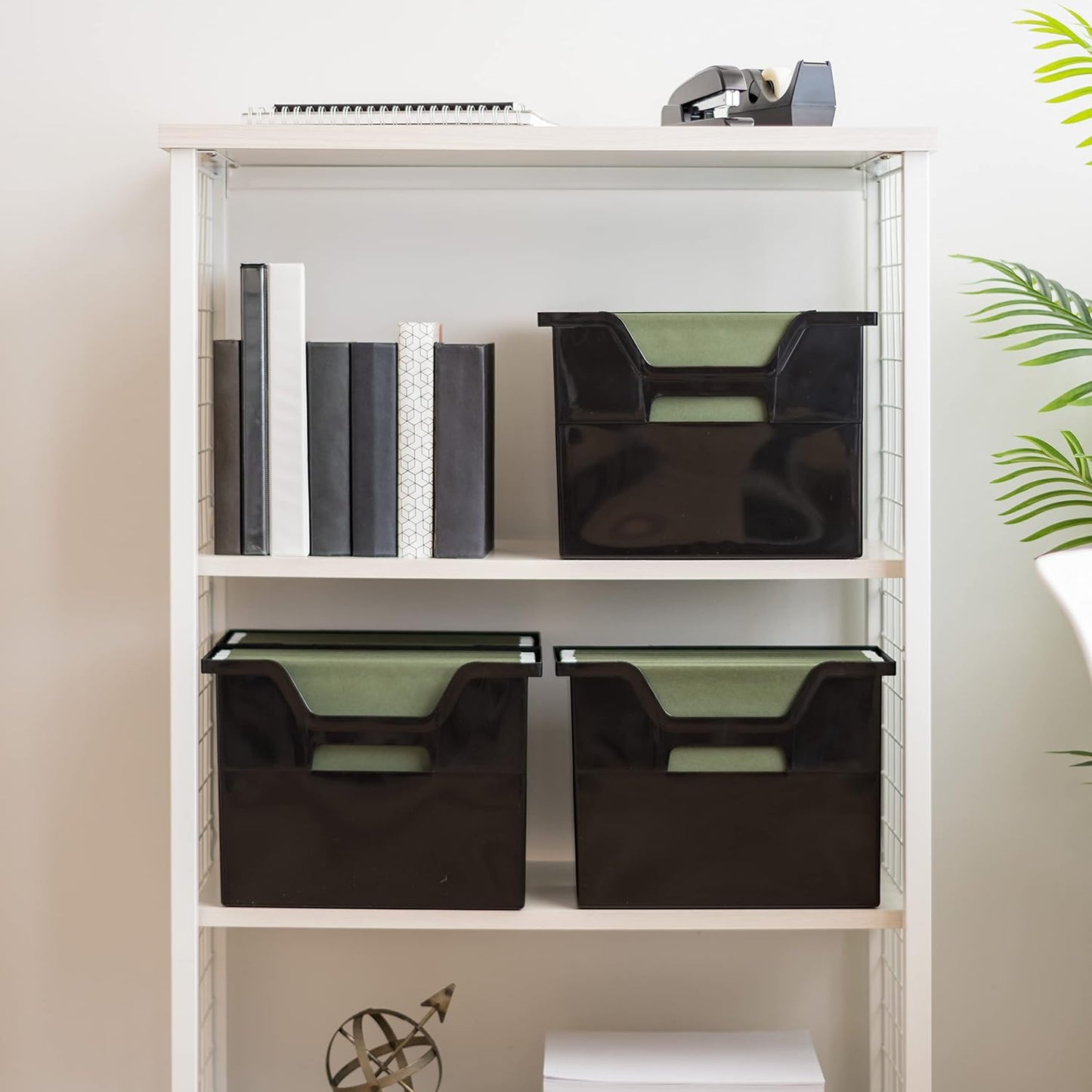 IRIS USA Magazine Holder, Compact File Storage Mini File Organizer for Desk and Home Office, Personal File Organizer for Papers and Magazines, Space-Saving Storage Set 6 Pack, Black