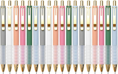 Linbsunne Ballpoint Pens Black Medium Point 1mm Pen with Super Soft Grip Ball Point Pen for Men Women Retractable Pens (gold-12 pcs)