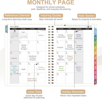Planner 2026-2027, Weekly and Monthly Academic Year Calendar Planner, July 2026 - June 2027, Daily Agenda Book for Office School Supplies, A5(6.3'' x 8.5'')