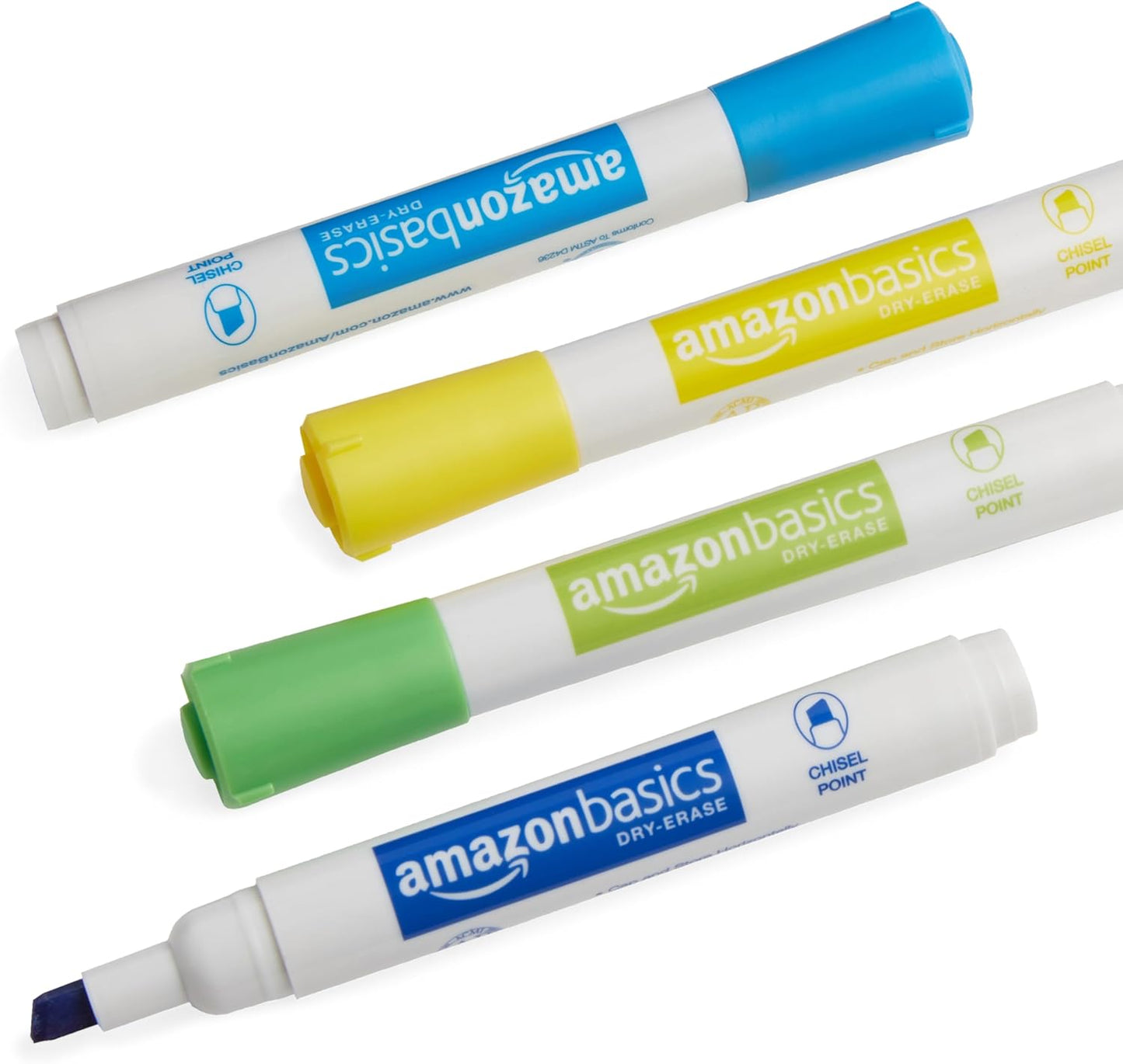 Amazon Basics Lowe-Odor Dry Erase Whiteboard Markers, Chisel Tip, Quick-Dry, Black, 12-Pack