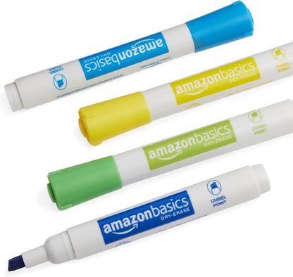 Amazon Basics Lowe-Odor Dry Erase Whiteboard Markers, Chisel Tip, Quick-Dry, Black, 12-Pack