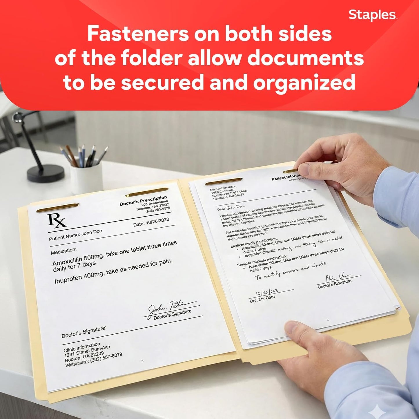 Staples Reinforced File Folder with Fasteners, Letter Size, Manila, Durable Paper Stock, 50/Pack