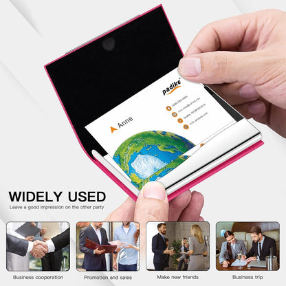 Padike Business Card Holder/ Case Professional PU Leather & Stainless Steel Multi Wallet Credit Card ID Case/Holder for Men & Women. (Black)