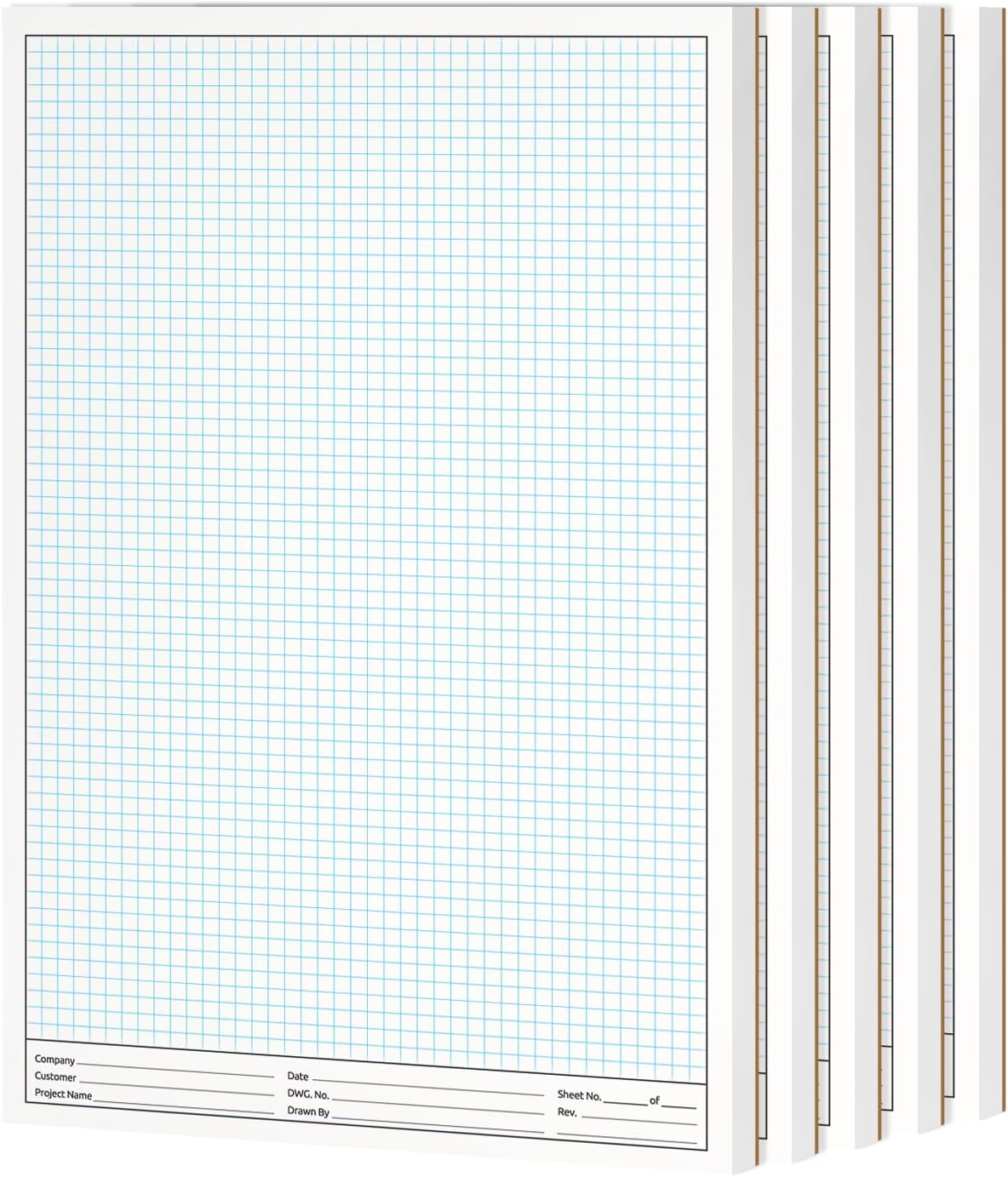 NextDayLabels - 11x17 Graph Paper Pad, for Blueprint Drawings, Drafting, Engineering and Planning, with Header for documentation. Quadrille Grid Paper Pads with Blue Lines, high Brightness, 50 Sheets per pad (1 Pad)