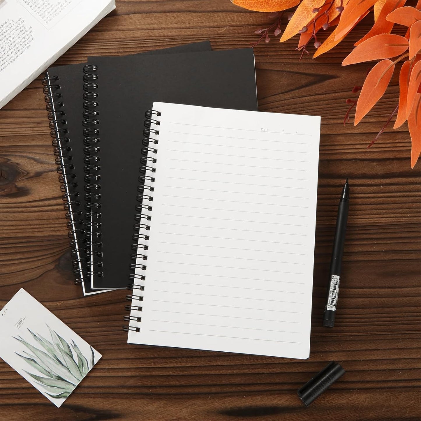MIVIDE 24 Pack A5 Bulk Spiral Notebooks with Kraft Cover, 8.3 x 5.8 Inch 120 Pages Hardcover Spiral Lined Notebook Journal, Lined Travel Bulk Writing Notebook for School Office Supplies(Black, Kraft)