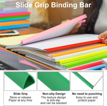 PATIKIL 30Pcs Binding Bars, 10mm Binding Bars Slide Grip 70 Sheets Capacity A4 Size Report Binder Triangle Presentation Binder for Report Cover Resume, White