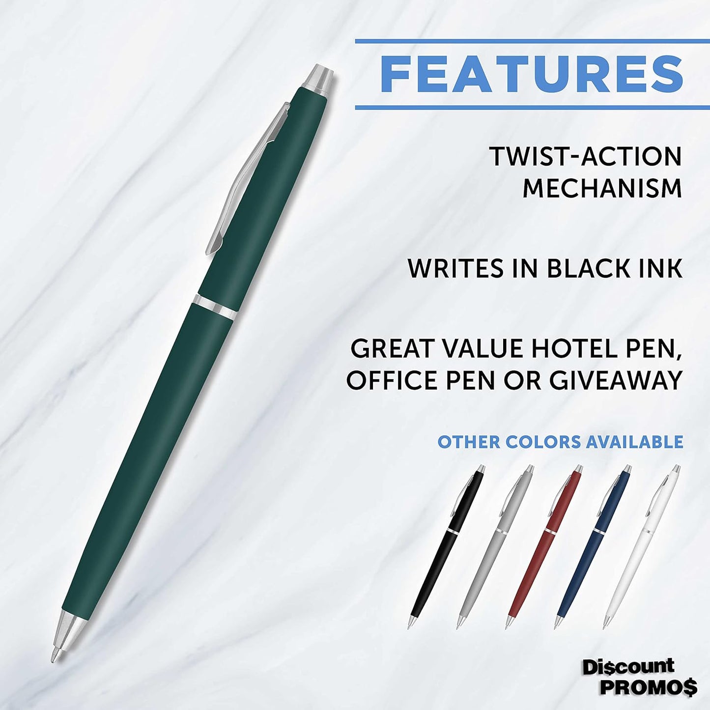 Personalized Langham Ballpoint Pens, Set of 10/50/100 by DISCOUNT PROMOS - Black Ink, Great for Office, Business, Tradeshows - Black