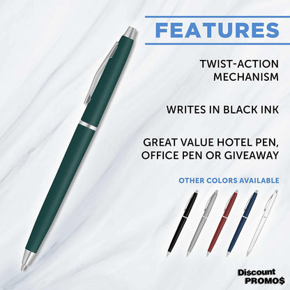 Personalized Langham Ballpoint Pens, Set of 10/50/100 by DISCOUNT PROMOS - Black Ink, Great for Office, Business, Tradeshows - Black