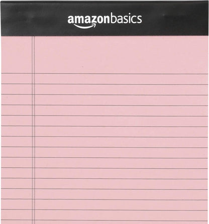 Amazon Basics Wide Ruled Lined Writing Note Pads with Sturdy Back, 8.5" x 11.75", Multicolor, 6-Pack, 300 Sheets, Perforated