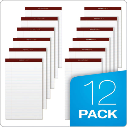 TOPS Docket Gold Writing Pads, 8-1/2" x 14", Legal Rule, White Paper, 50 Sheets, 12 Pack (63990)