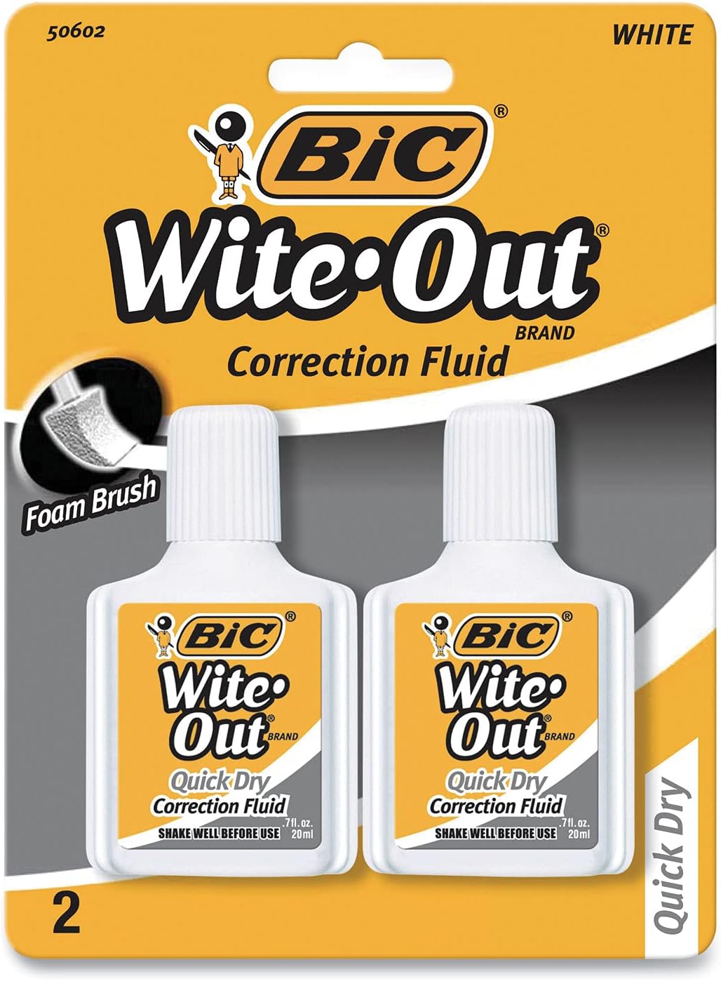 BIC 781671 Wite-Out Quick Dry Correction Fluid 2/Pack (WOFQDP24-A-WHI)